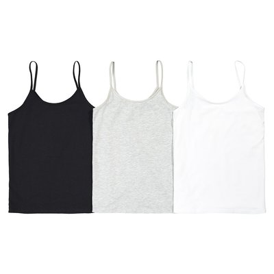 Lot de 3 débardeurs unis en coton LA REDOUTE COLLECTIONS