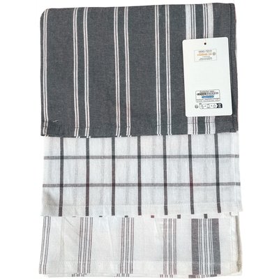 Lot torchons tisés teint coton, imprimé C DESIGN HOME TEXTILE