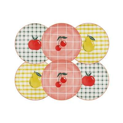 Lot de 6 petites assiettes, Fruits en Folie ARTIME