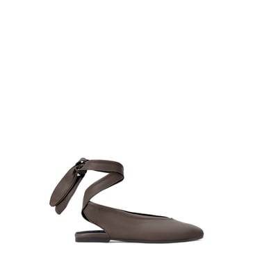 Ballerines slingback à liens à nouer en cuir SYBIL CASTANER
