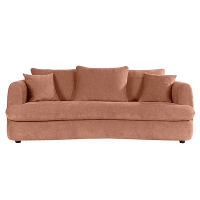 Canapé déhoussable 3-4 places design haricot en tissu effet velours terracotta SACHA MILIBOO