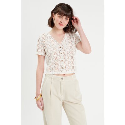 Gilet macramé boutonné CACHE CACHE