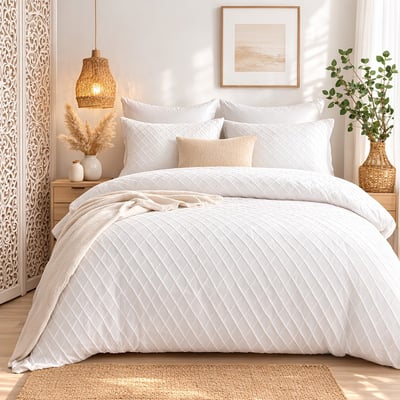 Housse De Couette 260x240 + 2 Taies D'oreiller Marla Tufté Microfibre DECORATIE