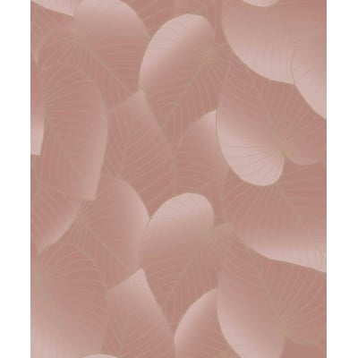 Papier peint feuilles tropicales rose poudré HEXOA
