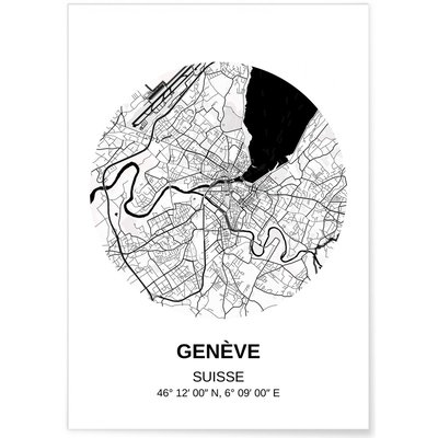 Affiche Carte Genève L'AFFICHERIE