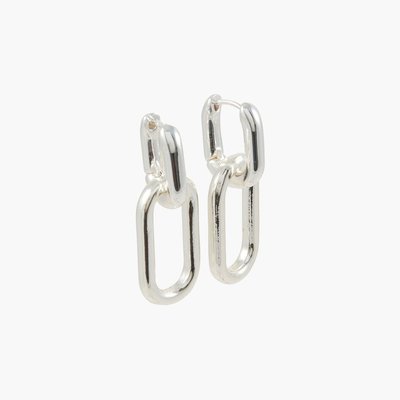 Boucles d'oreilles anneaux rectangulaires argentés BALABOOSTE
