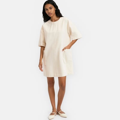 Robe droite en denim, courte, manches courtes LA REDOUTE COLLECTIONS