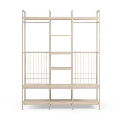 Dressing ouvert modulable 3 éléments en métal et bois L140xH179,5cm- AQABA DRAWER