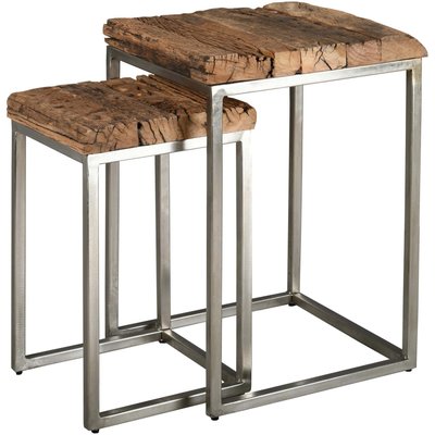 Sellettes en bois massif et acier brossé (Lot de 2) AUBRY GASPARD
