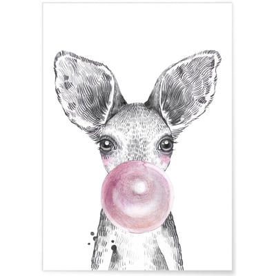 Affiche 'Bulle de Kangourou Rose' L'AFFICHERIE