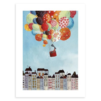 Affiche encadrée voyage en ballon IN VOLO LILIPINSO