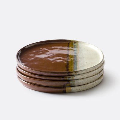 Lot 4 assiettes plates grès émail réactif, Alizano LA REDOUTE INTERIEURS