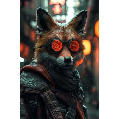 Tableau Mural Renard Futuriste Avec Lunettes INSOLITE CEANOTHE