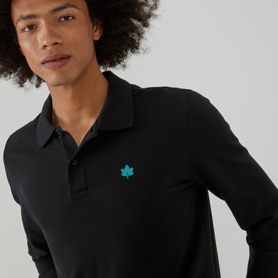 Polo manches longues, brodé en pur coton bio LA REDOUTE COLLECTIONS