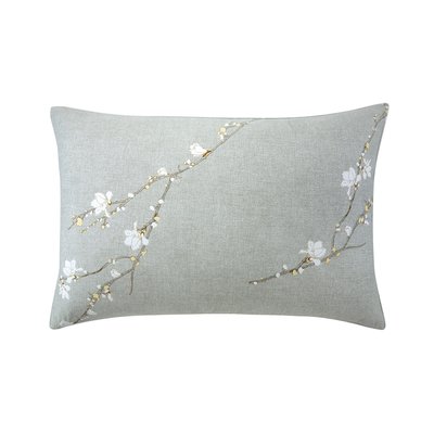 Taie d'oreiller en satin de coton gris, ALMOND FLOWERS BOSS HOME