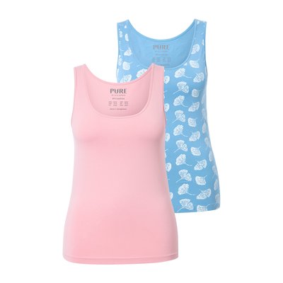 Débardeurs, lot de 2, uni/Ginkgo, col rond ULLA POPKEN