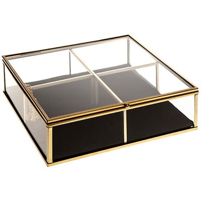Boîte à bijoux métal doré et verre 20x20x6cm ATMOSPHERA