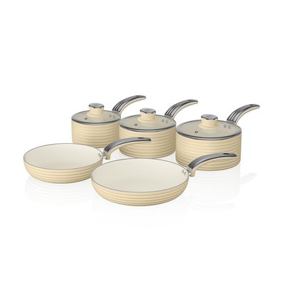 5-Piece Retro Pan Set in Cream SWAN