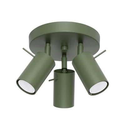 Plafonnier Acier Vert Olive GU10 3 Ring EDEN