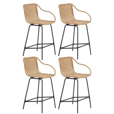Lot 4 chaises d'ilot en rotin et métal MOOREA MOB IN