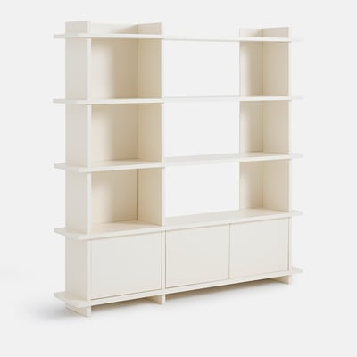 Bibliothèque, 6 niches, 3 portes, hauteur 180 cm, MILOR LA REDOUTE INTERIEURS