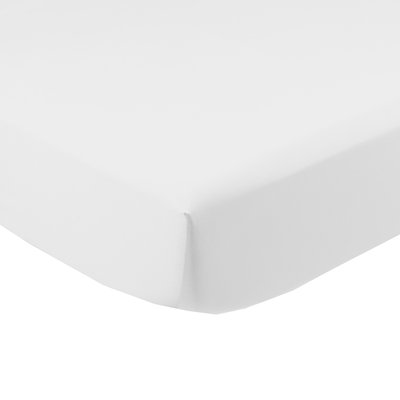 Drap housse satin de coton lavé bio QUARTZ CARRE BLANC