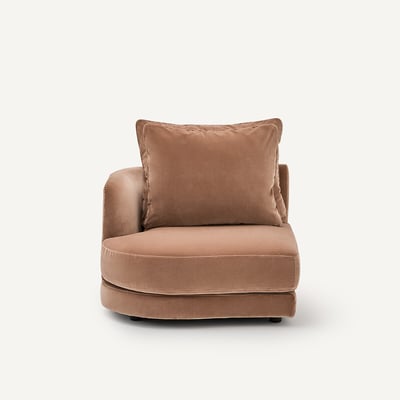Demi-canapé gauche, arrondi, modulable en velours, TIBERIO AM.PM