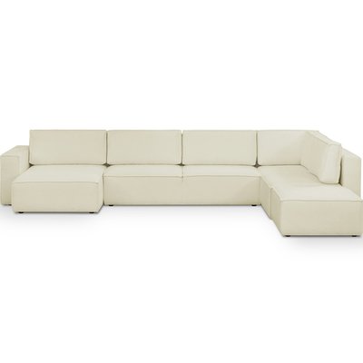 Canapé d'angle droit convertible 8+1 places en tissu bouclé - HARPER MOD HOMIFAB