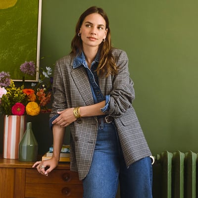 Checked Oversized Blazer LA REDOUTE COLLECTIONS