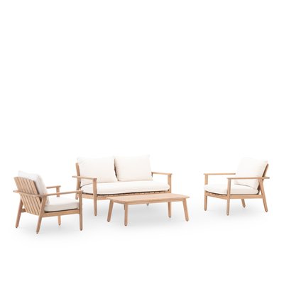 Salon de jardin 4 places, bois, CANNES DEFORA HOME