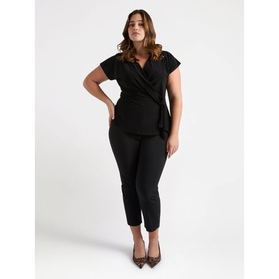 T-shirt croisé sur le devant et passant, découpe à la taille et manches courtes FIORELLA RUBINO