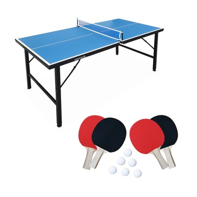 Mini table de ping pong intérieure pliante avec 4 raquettes et 6 balles MINI TABLE DE PING PONG INTÉRIEURE + RAQUETTES SWEEEK