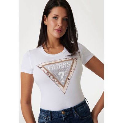 T-Shirt Logo Triangulaire Animalier GUESS