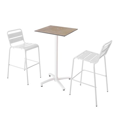 Ensemble table inclinable en hpl avec chaises hautes en métal, OPERA OVIALA