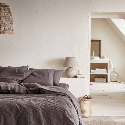 Parure de lit Housse de couette + 2 taies rectangles, Made in France, BASALTE A DEMAIN