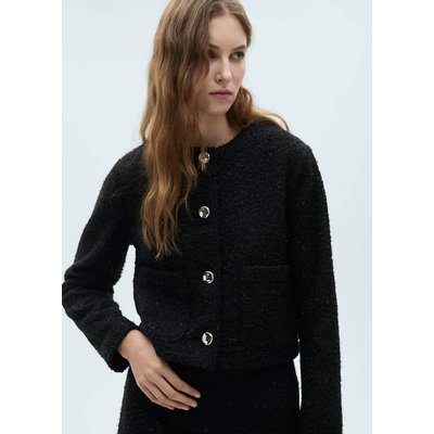 Veste tissu bouclette finition brillante MANGO