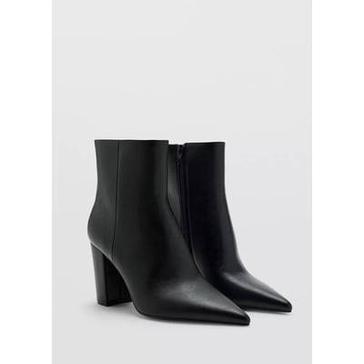 Bottines cuir synthétique à bout pointu et talon large MANGO