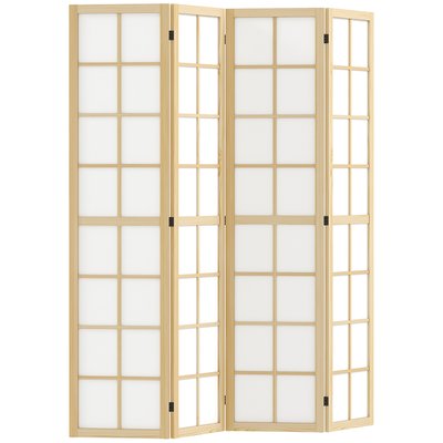 Paravent interieur pliable 4 panneaux 160 x 170 cm bois pin non tissé blanc HOMCOM