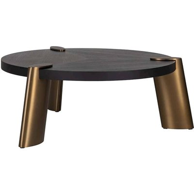 table basse ronde charbon pieds dorés design contemporain RECOLLECTION