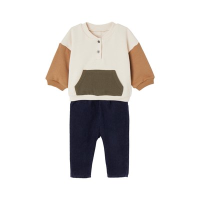 Ensemble sweat en molleton + pantalon en velours VERTBAUDET