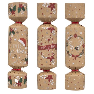 Lot de 6 crackers imprimés  de Noël ATMOSPHERA