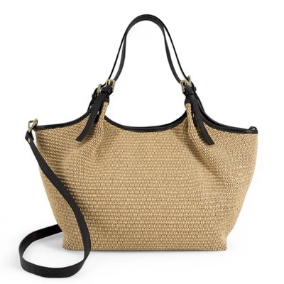 Sac cabas en cuir grainé et raphia IMPERIA OH MY BAG