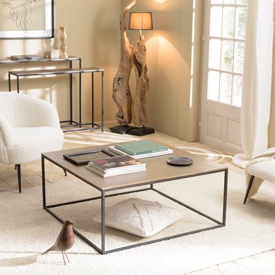 Table basse carrée métal doré 90 cm ZALA PIER IMPORT
