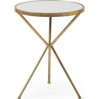 Table d appoint dorée métal et plateau miroir style vintage RECOLLECTION