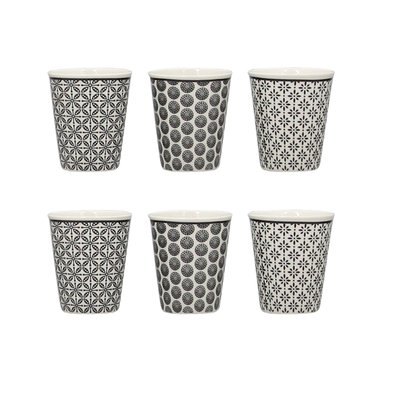 Lot de 6 gobelets en porcelaine 10cl, GRAPHIK NOVASTYL