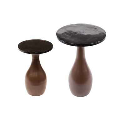 Set de tables d'appoint en métal et verre - SELENA MATHI DESIGN