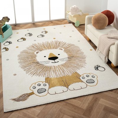 Tapis enfant tissé motif animaux SWEETLION UN AMOUR DE TAPIS