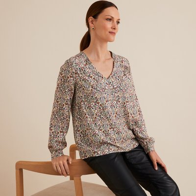 Blouse col V, imprimé floral, manches longues ANNE WEYBURN