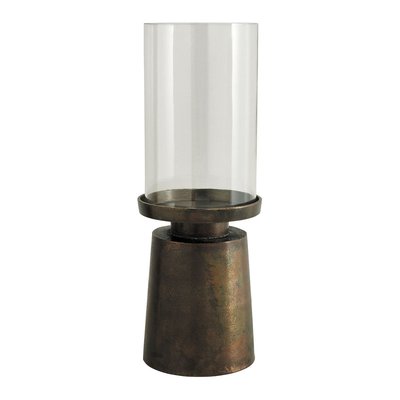 Photophore DANAÉ en verre et métal doré - Grand modèle - ø 19,5 x 53 cm BLANC D’IVOIRE