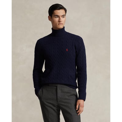 Pull a collo alto, lavorato a trecce, in lana mista POLO RALPH LAUREN